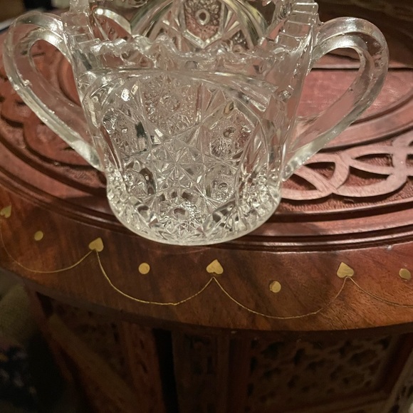 VINTAGE DEPRESSION CLEAR CUT CRYSTAL 1/4" THICK GLASS DOUBLE HANDLE - Picture 6 of 6